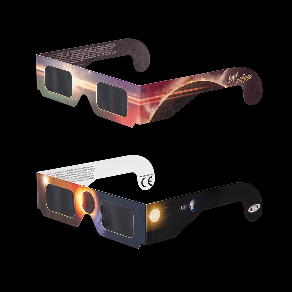 Toulvision solar eclipse glasses, side profile, open